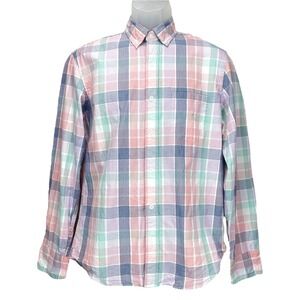 J.Crew Men's Medium Slim Untucked Multicolor Plaid Flex Wash L/S Button-Up Shirt